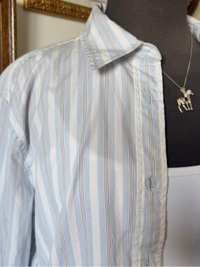 Light Blue Striped Cotton Button Up